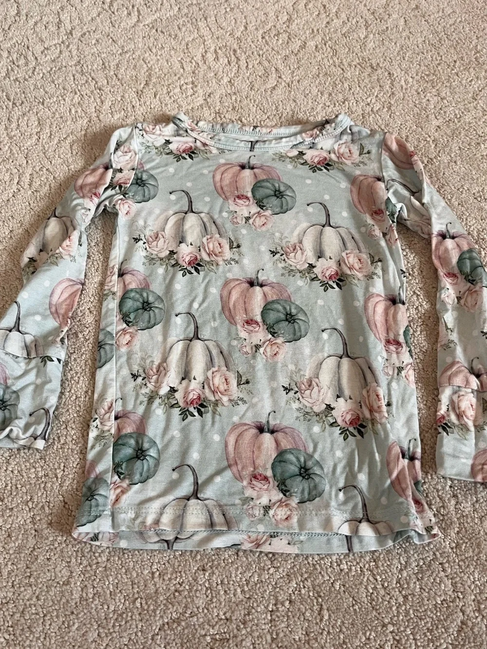 Posh Peanut Long Sleeve Pajama Set “Jackie” (girly pumpkin) Size 2T EUC